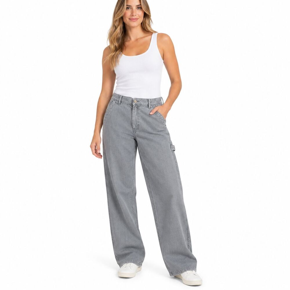 Current Elliot Women's 27 Carpenter Pants Light Blue Wide Leg Relaxed Utility